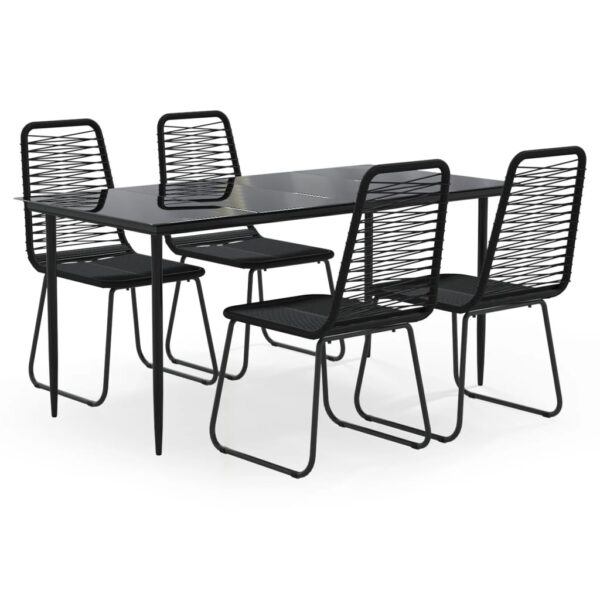 vidaXL 5 Piece Patio Dining Set Black - Image 2