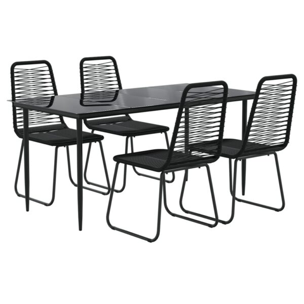 vidaXL 5 Piece Patio Dining Set Black - Image 3