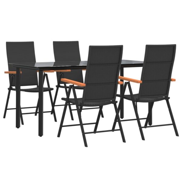 vidaXL 5 Piece Patio Dining Set Black and Brown Poly Rattan - Image 3