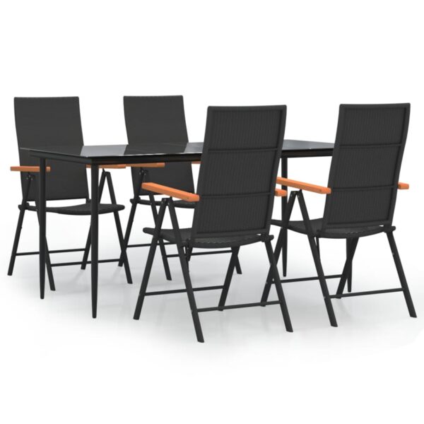 vidaXL 5 Piece Patio Dining Set Black and Brown Poly Rattan - Image 2