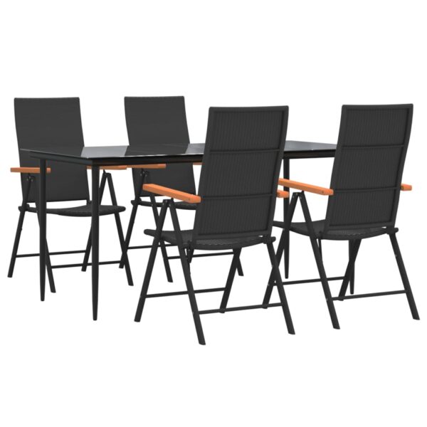 vidaXL 5 Piece Patio Dining Set Black and Brown Poly Rattan - Image 3