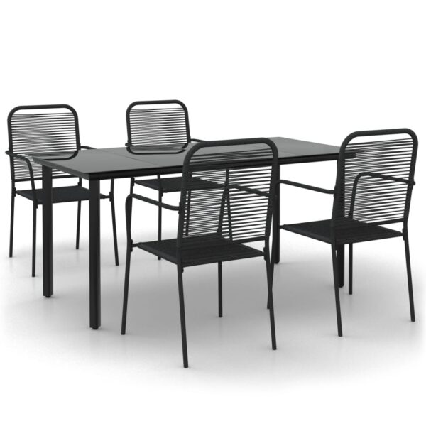 vidaXL 5 Piece Patio Dining Set Black Cotton Rope and Steel - Image 2