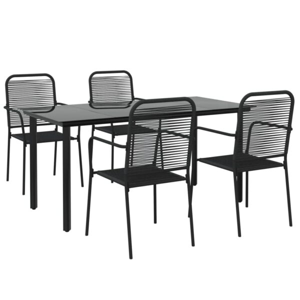 vidaXL 5 Piece Patio Dining Set Black Cotton Rope and Steel - Image 3