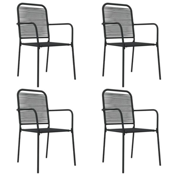 vidaXL 5 Piece Patio Dining Set Black Cotton Rope and Steel - Image 4