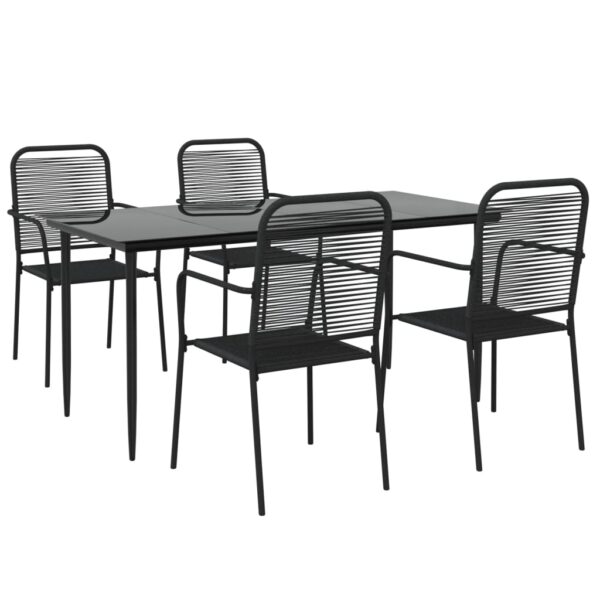 vidaXL 5 Piece Patio Dining Set Black Cotton Rope and Steel - Image 3