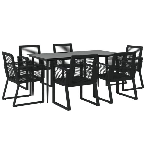 vidaXL 7 Piece Patio Dining Set Black PVC Rattan - Image 3