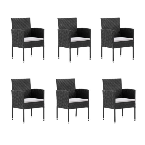 vidaXL 7 Piece Patio Dining Set with Cushions Black Poly Rattan - Image 4