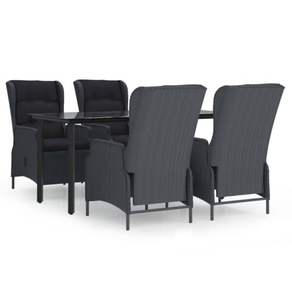 vidaXL 5 Piece Patio Dining Set Dark Gray Poly Rattan - Image 2