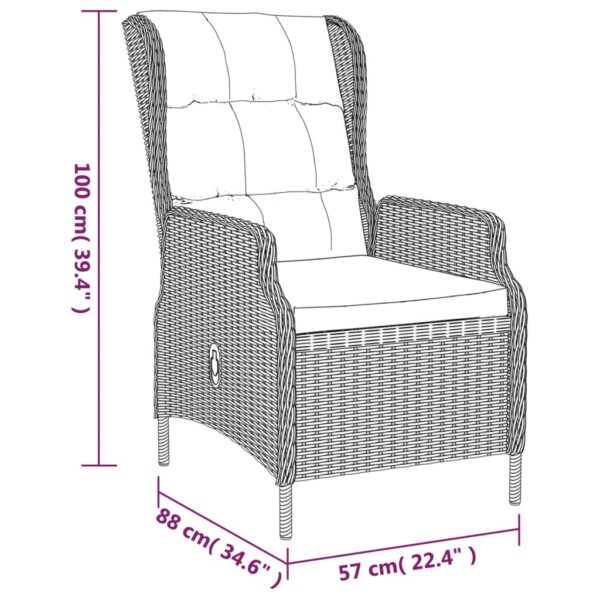 vidaXL 5 Piece Patio Dining Set Dark Gray Poly Rattan - Image 11