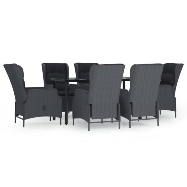 vidaXL 7 Piece Patio Dining Set Dark Gray Poly Rattan - Image 2