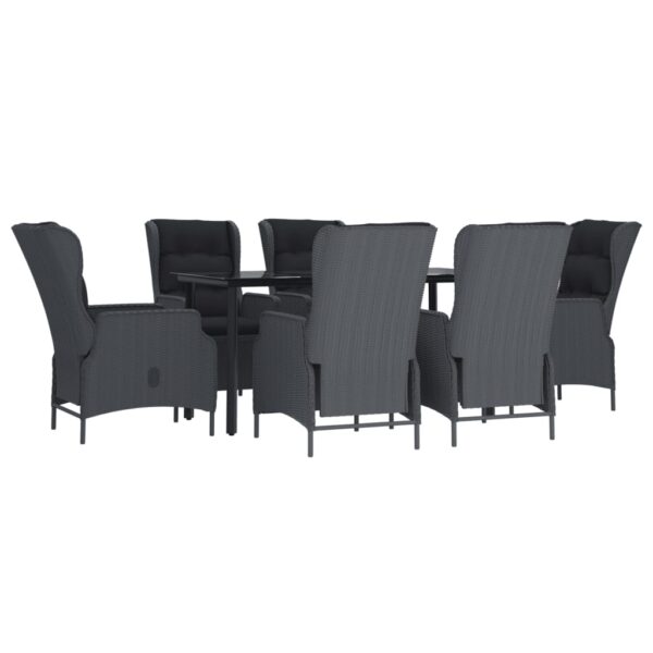 vidaXL 7 Piece Patio Dining Set Dark Gray Poly Rattan - Image 3