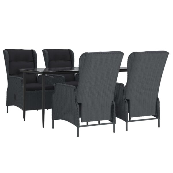 vidaXL 5 Piece Patio Dining Set Dark Gray Poly Rattan - Image 3