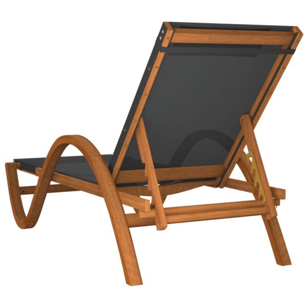 vidaXL Sun Lounger with Pillow Gray Textilene and Solid Wood Poplar - Image 5