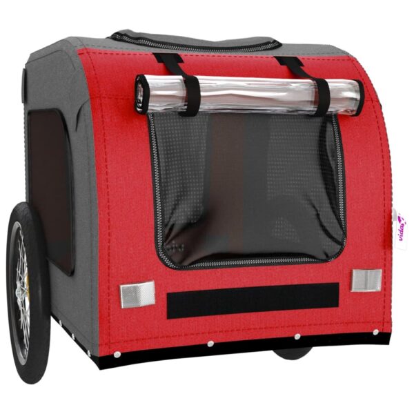 vidaXL Pet Bike Trailer Red and Gray Oxford Fabric&Iron - Image 5