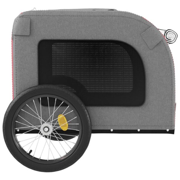 vidaXL Pet Bike Trailer Red and Gray Oxford Fabric&Iron - Image 7