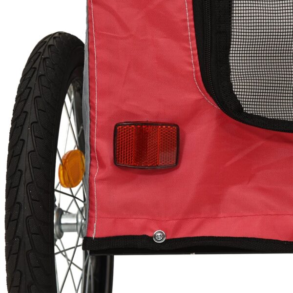 vidaXL Pet Bike Trailer Red and Gray Oxford Fabric&Iron - Image 9