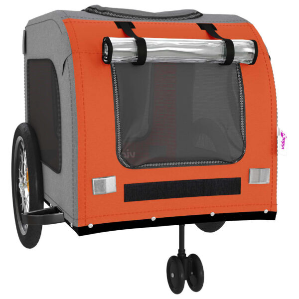 vidaXL Pet Bike Trailer Orange and Gray Oxford Fabric and Iron - Image 5