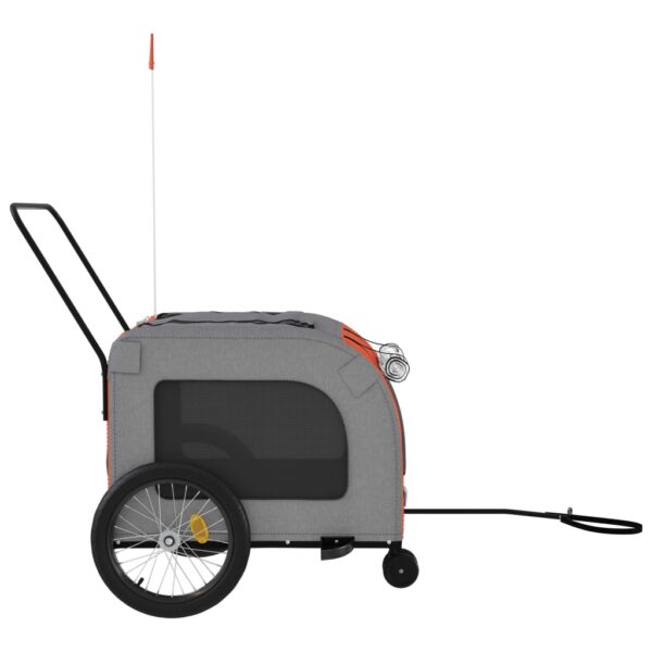 vidaXL Pet Bike Trailer Orange and Gray Oxford Fabric and Iron - Image 6