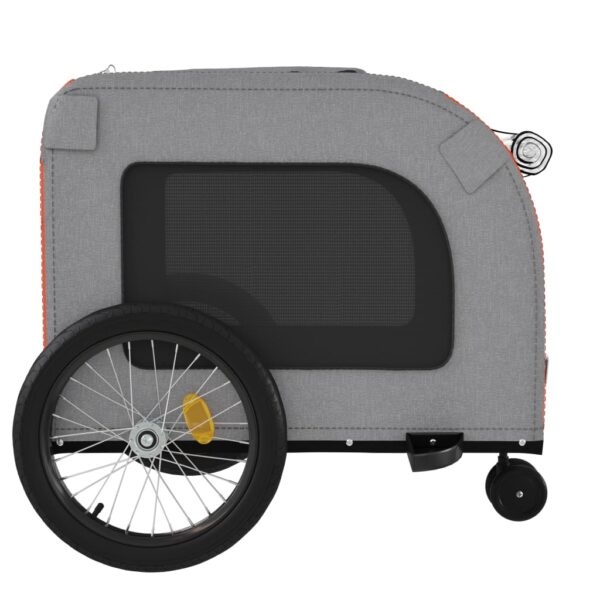 vidaXL Pet Bike Trailer Orange and Gray Oxford Fabric and Iron - Image 7