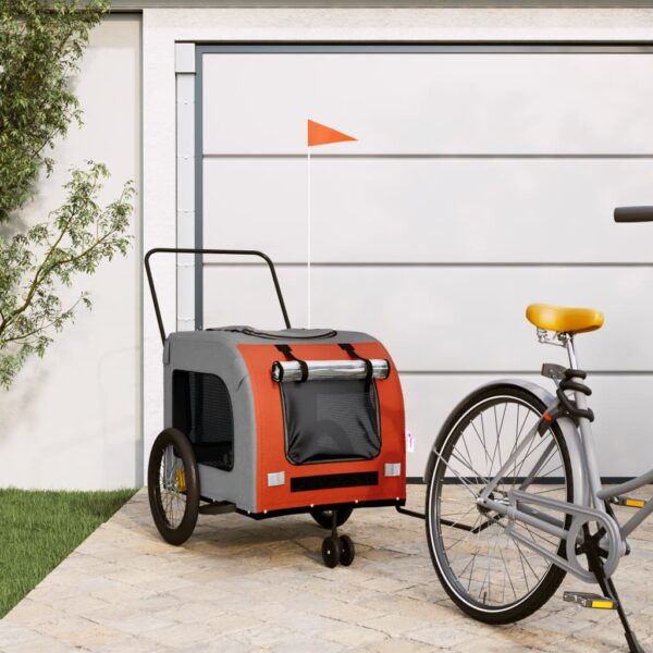 vidaXL Pet Bike Trailer Orange and Gray Oxford Fabric and Iron