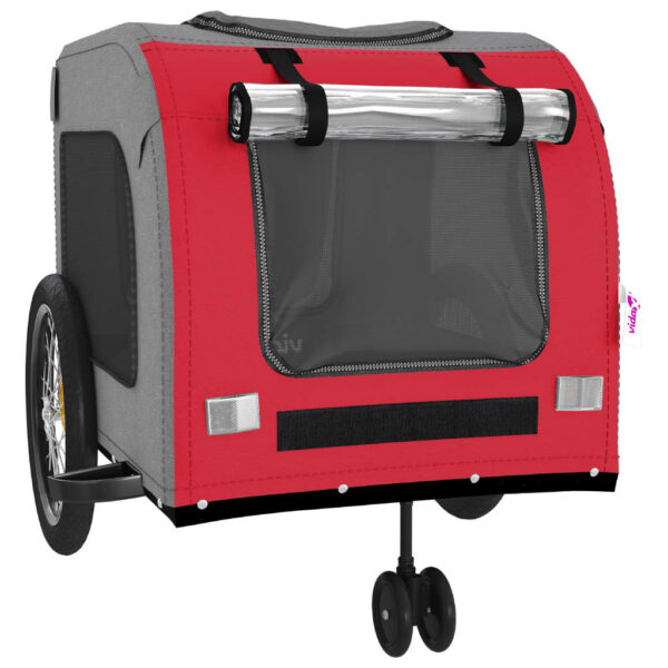 vidaXL Pet Bike Trailer Red and Gray Oxford Fabric and Iron - Image 5