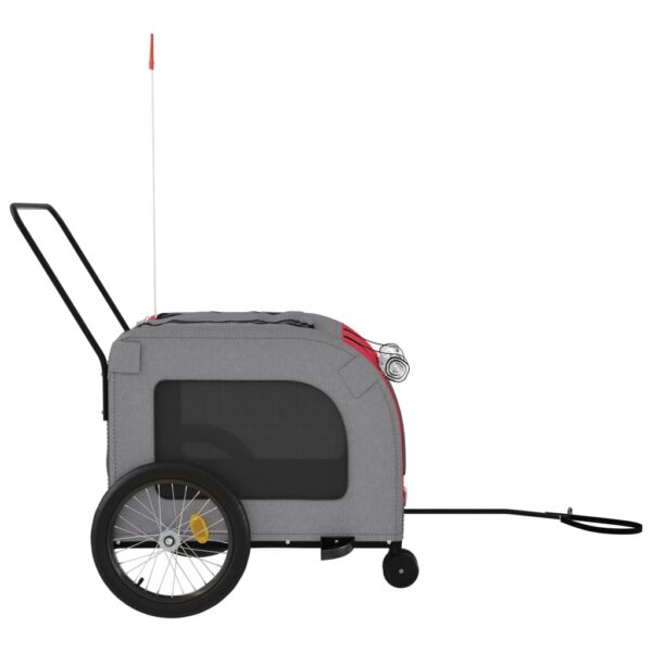 vidaXL Pet Bike Trailer Red and Gray Oxford Fabric and Iron - Image 6