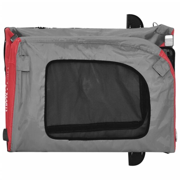 vidaXL Pet Bike Trailer Red and Gray Oxford Fabric and Iron - Image 9