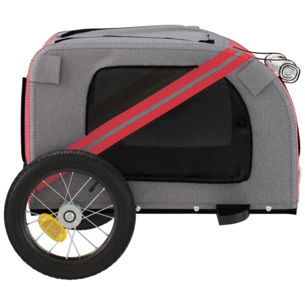 vidaXL Pet Bike Trailer Red and Gray Oxford Fabric and Iron - Image 7