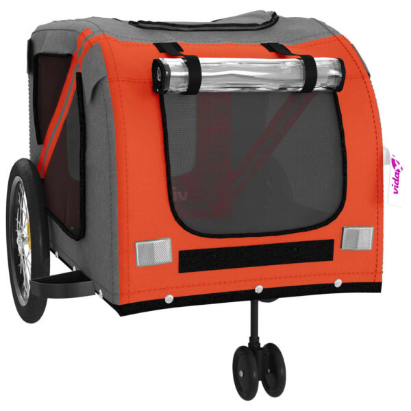 vidaXL Pet Bike Trailer Orange and Gray Oxford Fabric and Iron - Image 5