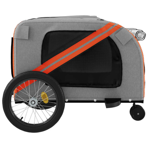 vidaXL Pet Bike Trailer Orange and Gray Oxford Fabric and Iron - Image 7