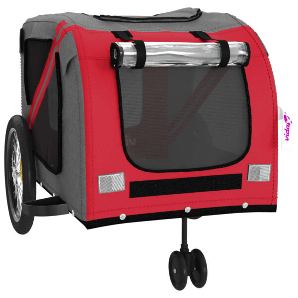 vidaXL Pet Bike Trailer Red and Gray Oxford Fabric and Iron - Image 5