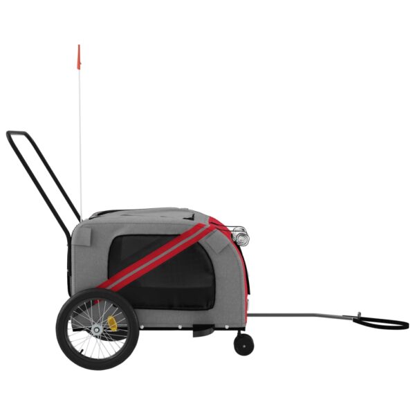 vidaXL Pet Bike Trailer Red and Gray Oxford Fabric and Iron - Image 6