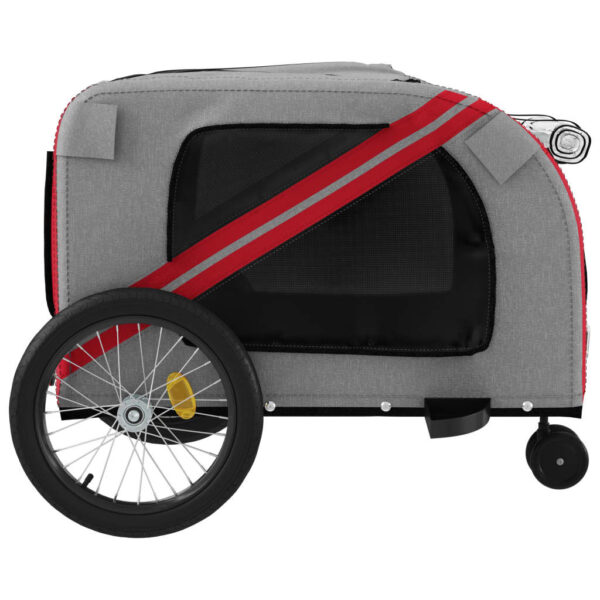 vidaXL Pet Bike Trailer Red and Gray Oxford Fabric and Iron - Image 7