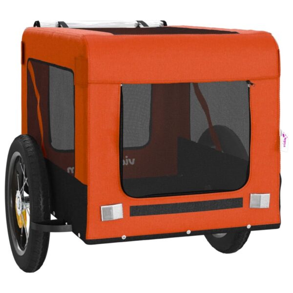 vidaXL Pet Bike Trailer Orange and Black Oxford Fabric&Iron - Image 6