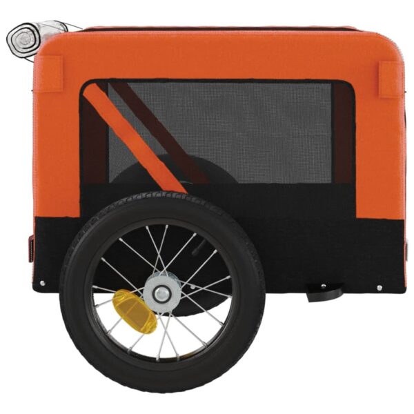 vidaXL Pet Bike Trailer Orange and Black Oxford Fabric&Iron - Image 8