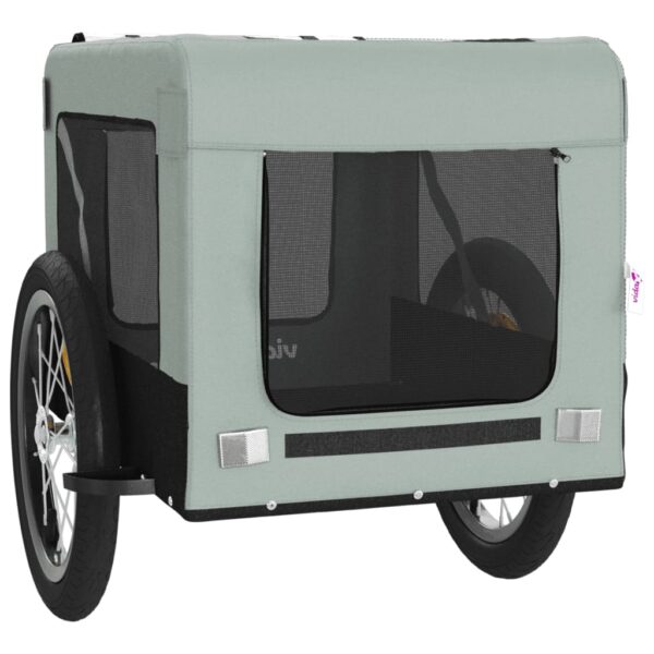 vidaXL Pet Bike Trailer Gray and Black Oxford Fabric&Iron - Image 6