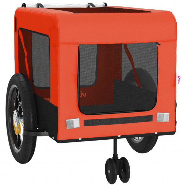 vidaXL Pet Bike Trailer Orange and Black Oxford Fabric and Iron - Image 6