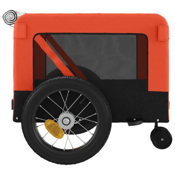 vidaXL Pet Bike Trailer Orange and Black Oxford Fabric and Iron - Image 8