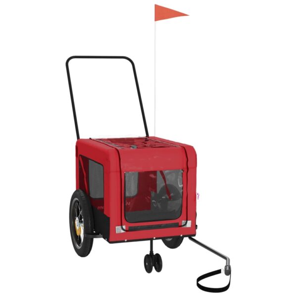 vidaXL Pet Bike Trailer Red and Black Oxford Fabric and Iron - Image 3