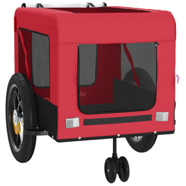 vidaXL Pet Bike Trailer Red and Black Oxford Fabric and Iron - Image 6