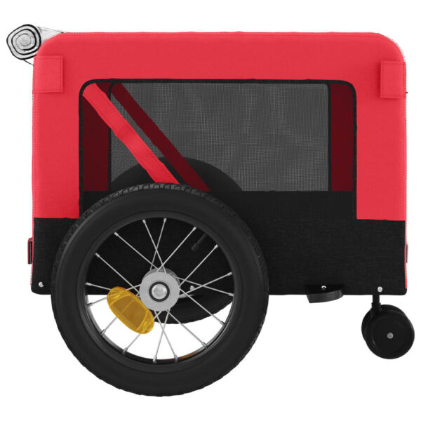 vidaXL Pet Bike Trailer Red and Black Oxford Fabric and Iron - Image 8