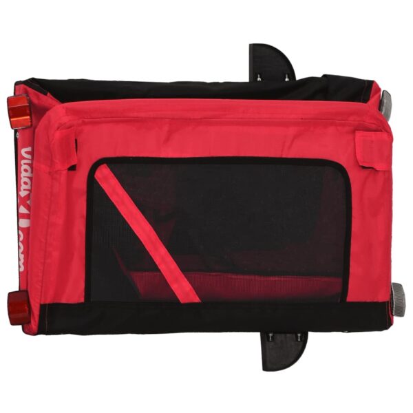 vidaXL Pet Bike Trailer Red and Black Oxford Fabric and Iron - Image 10