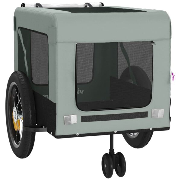 vidaXL Pet Bike Trailer Gray and Black Oxford Fabric and Iron - Image 6