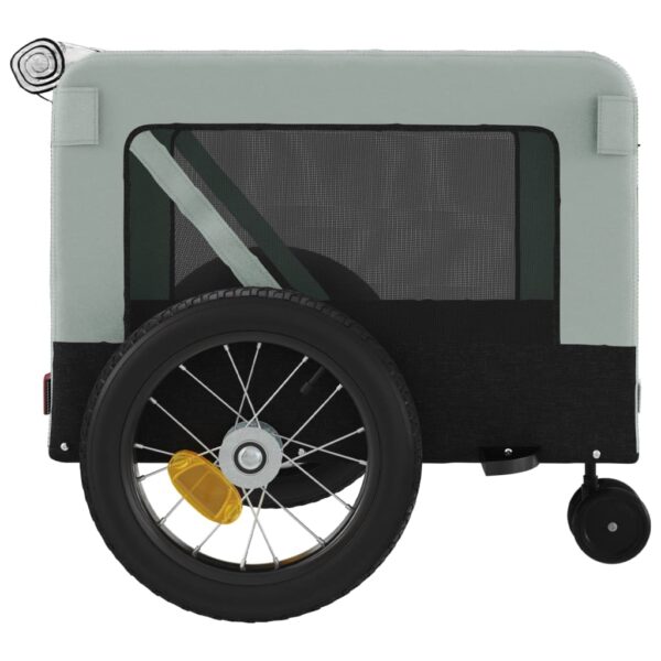 vidaXL Pet Bike Trailer Gray and Black Oxford Fabric and Iron - Image 8