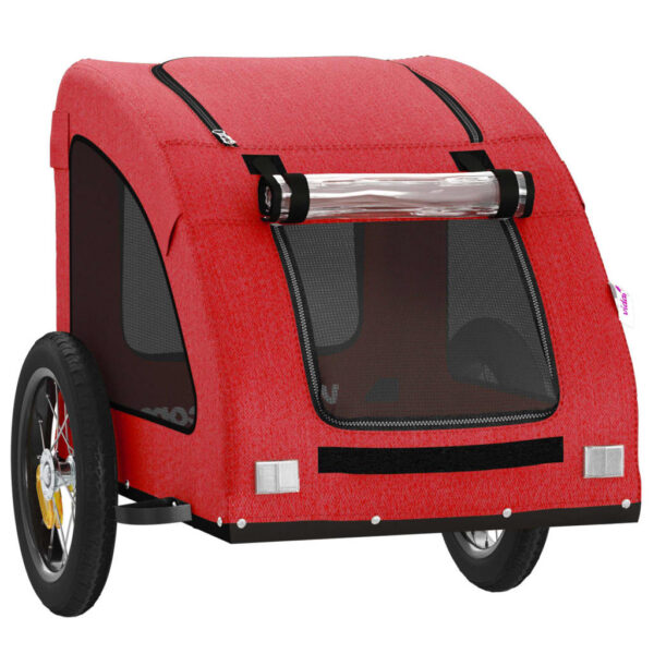 vidaXL Pet Bike Trailer Red Oxford Fabric and Iron - Image 5