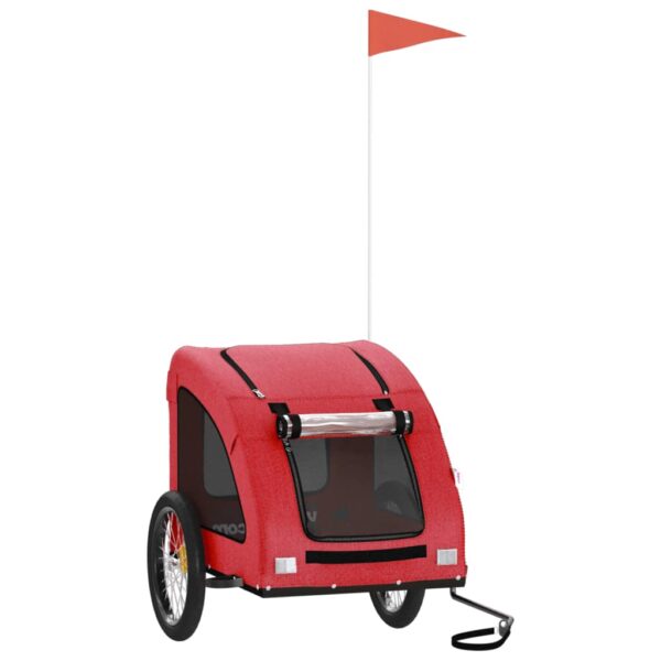 vidaXL Pet Bike Trailer Red Oxford Fabric and Iron - Image 2