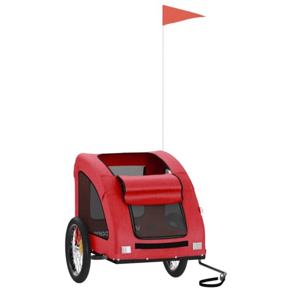 vidaXL Pet Bike Trailer Red Oxford Fabric and Iron - Image 3