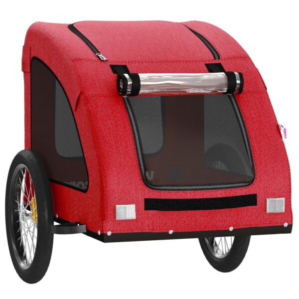 vidaXL Pet Bike Trailer Red Oxford Fabric and Iron - Image 5