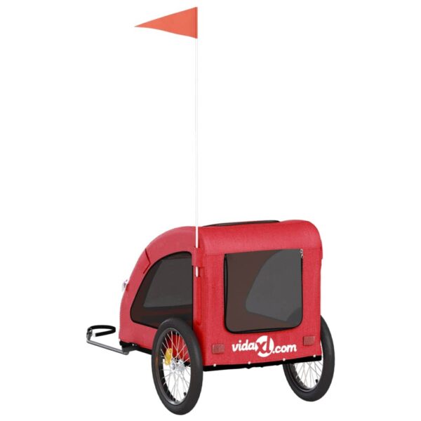 vidaXL Pet Bike Trailer Red Oxford Fabric and Iron - Image 8