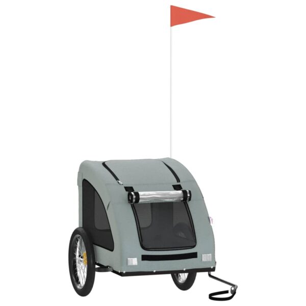 vidaXL Pet Bike Trailer Gray Oxford Fabric and Iron - Image 2